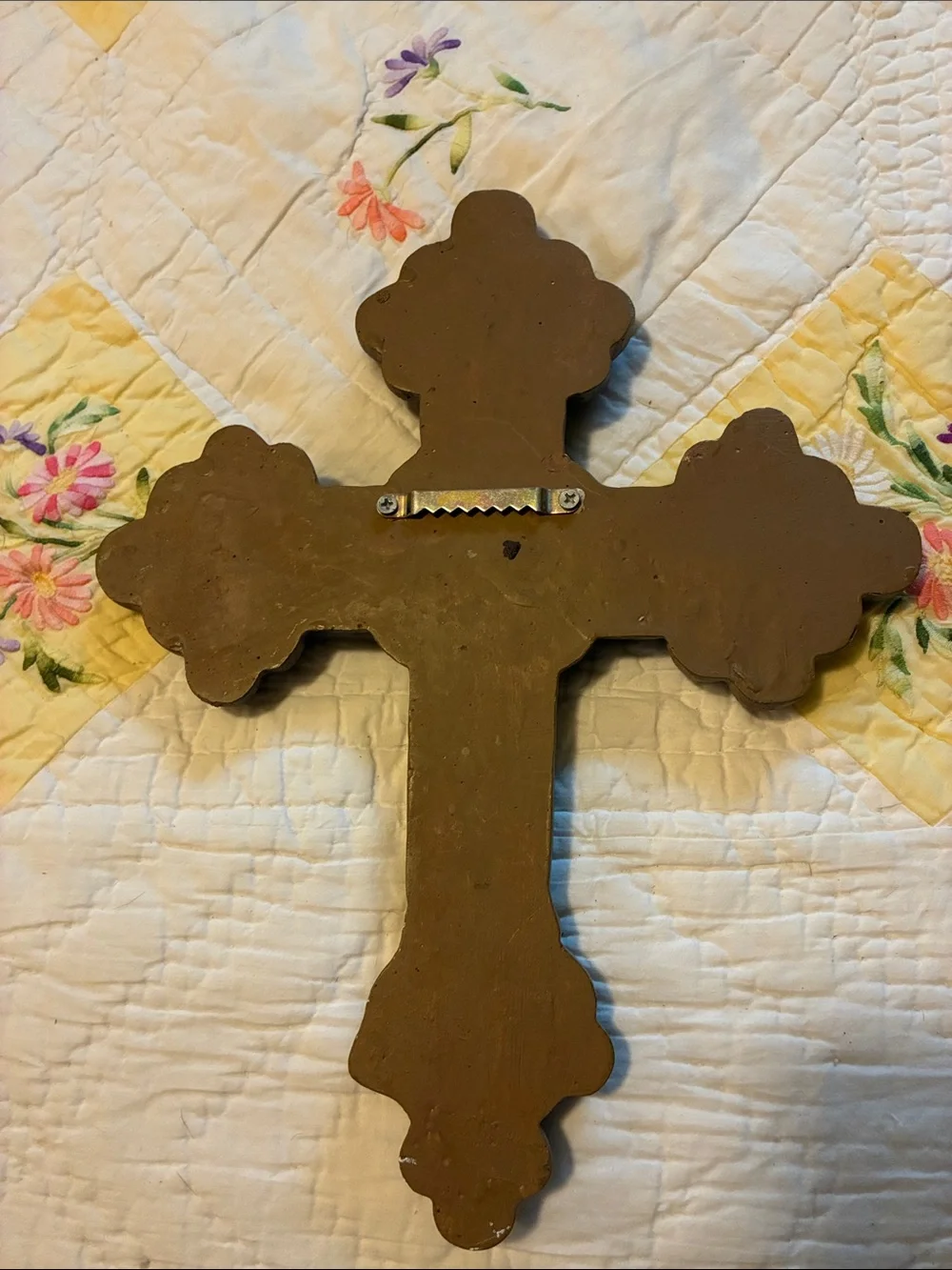 Ornate Decorative Wall Cross in Distressed Brown Finish
